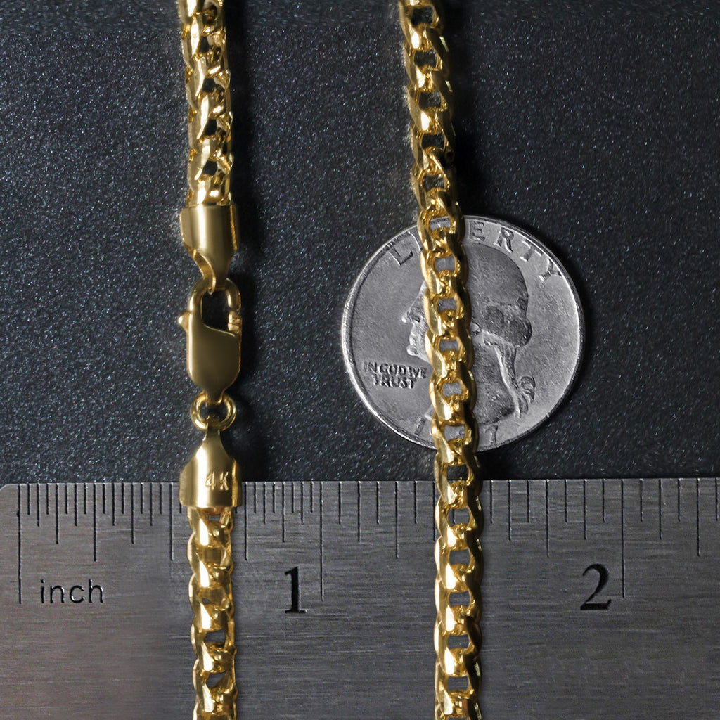 14k yellow gold diamond cut round Franco chain, 4.60 mm, showcasing contemporary elegance and luxurious craftsmanship.