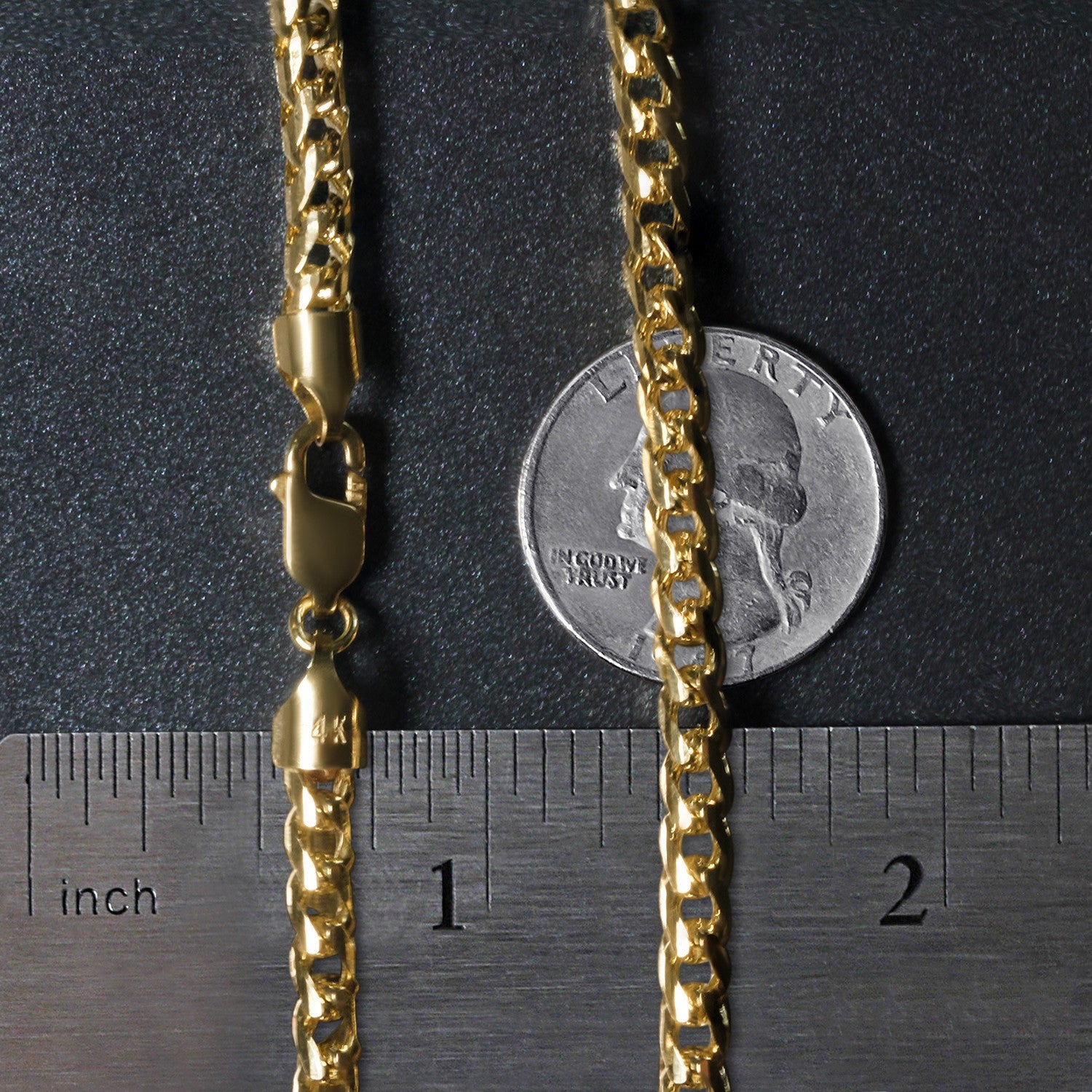 14k yellow gold diamond cut round Franco chain, 4.60 mm, showcasing contemporary elegance and luxurious craftsmanship.