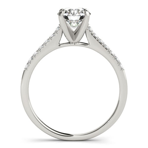 14k white gold scalloped set engagement ring adorned with sparkling diamonds, showcasing modern luxury design.