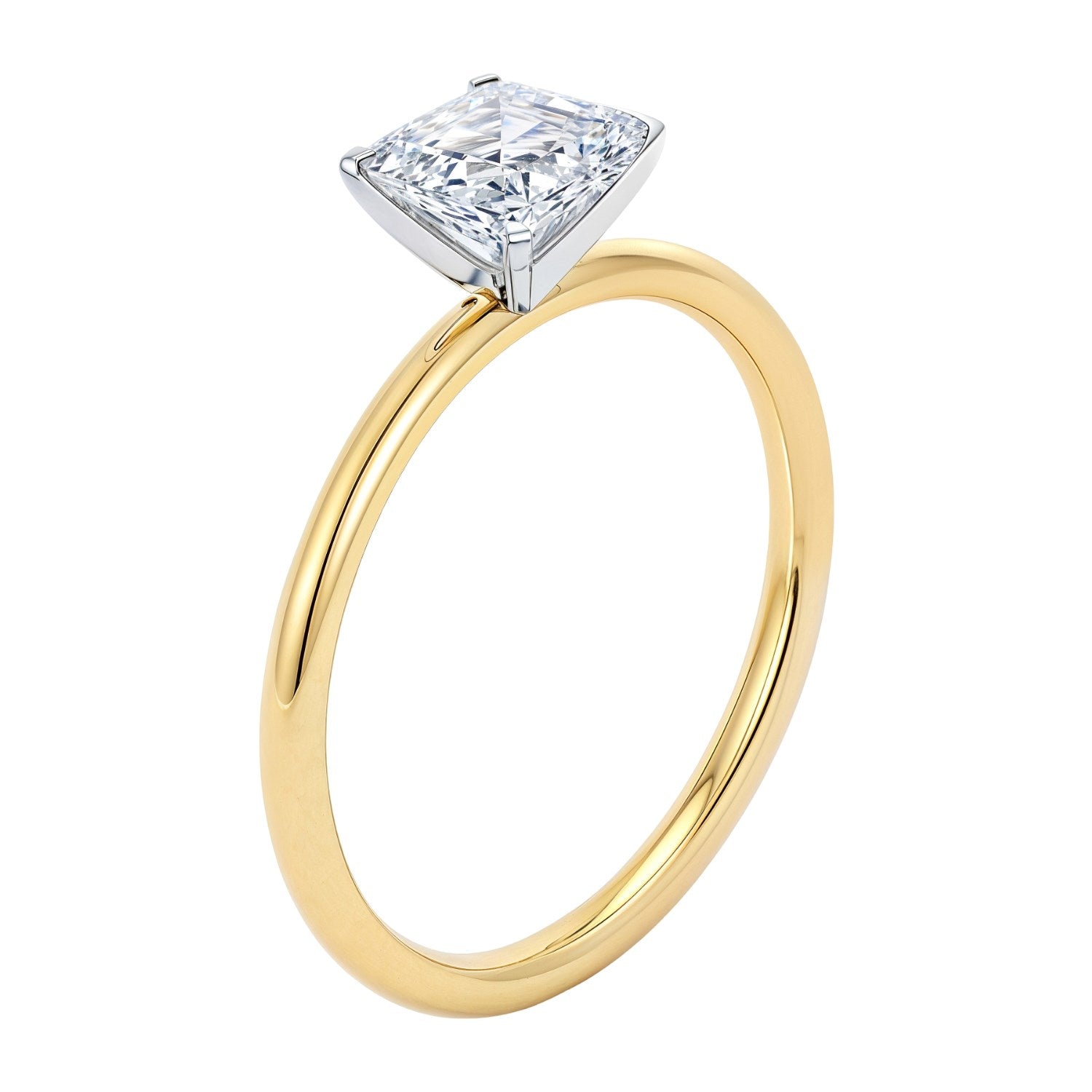 1.50Ct emerald lab-grown diamond ring in 10K yellow gold, featuring a contemporary bezel setting for luxurious elegance.
