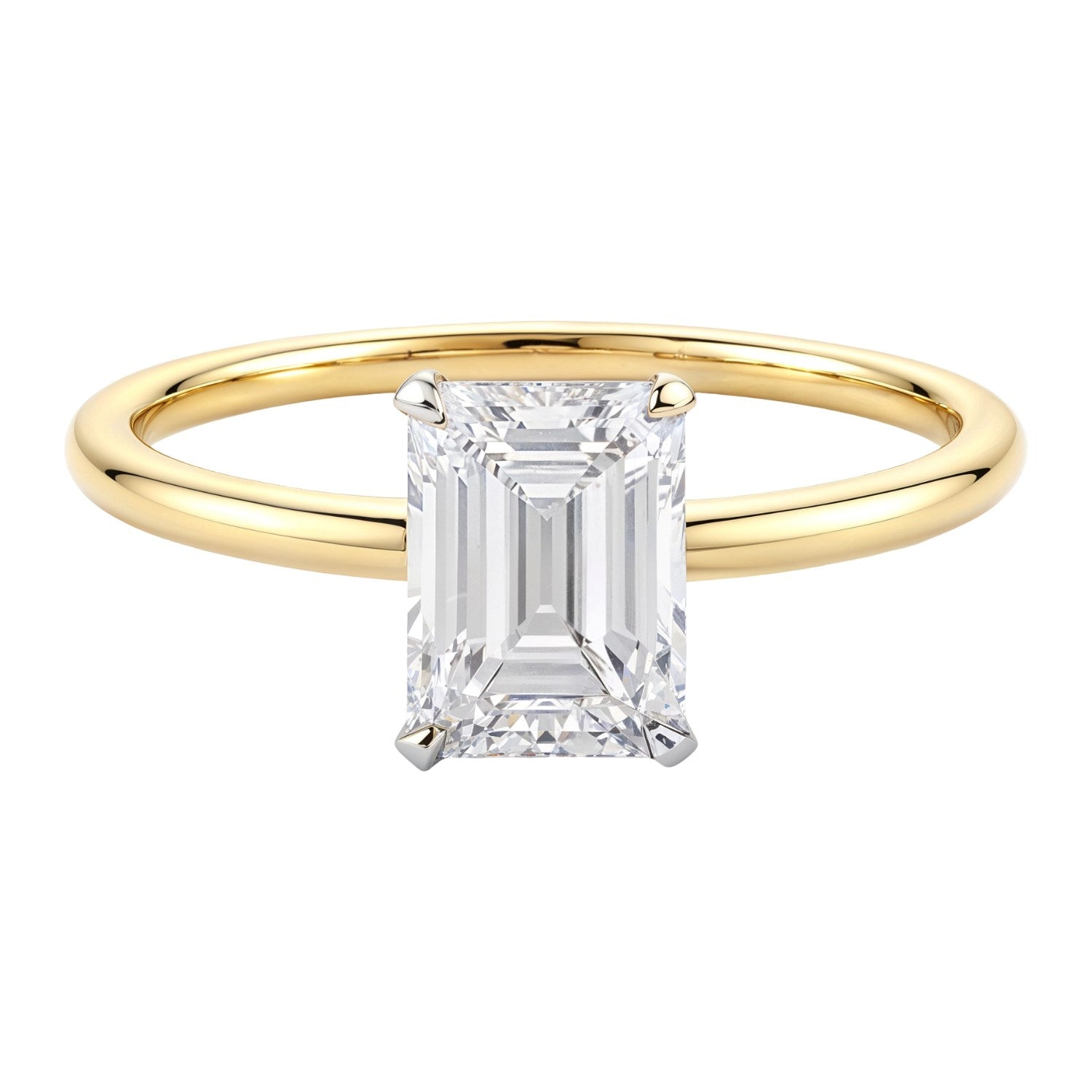 1.50Ct emerald lab-grown diamond ring in 10K yellow gold, featuring a contemporary bezel setting for a luxurious touch.