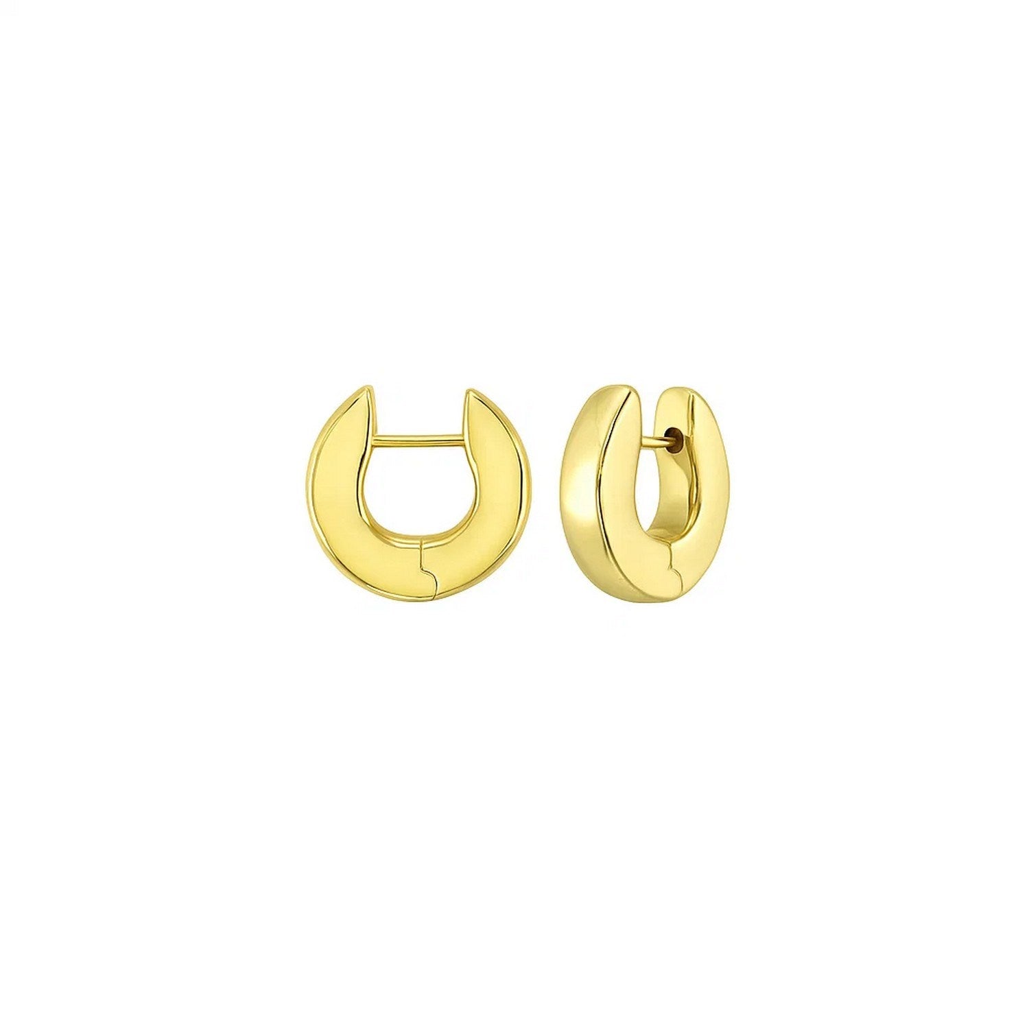 14k yellow gold thick hoop earrings with a modern design, perfect for elevating any luxury jewelry collection.