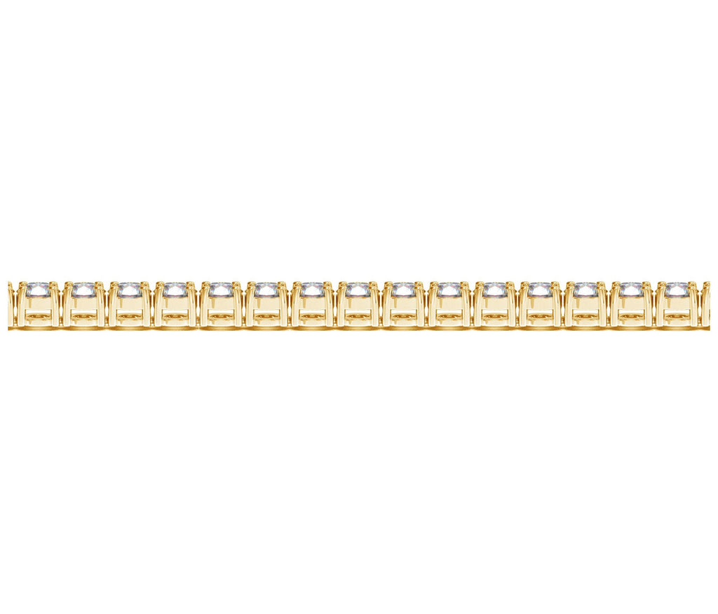 Lab grown diamond tennis bracelet in 14k yellow gold featuring round diamonds, classic design, and elegant sparkle.