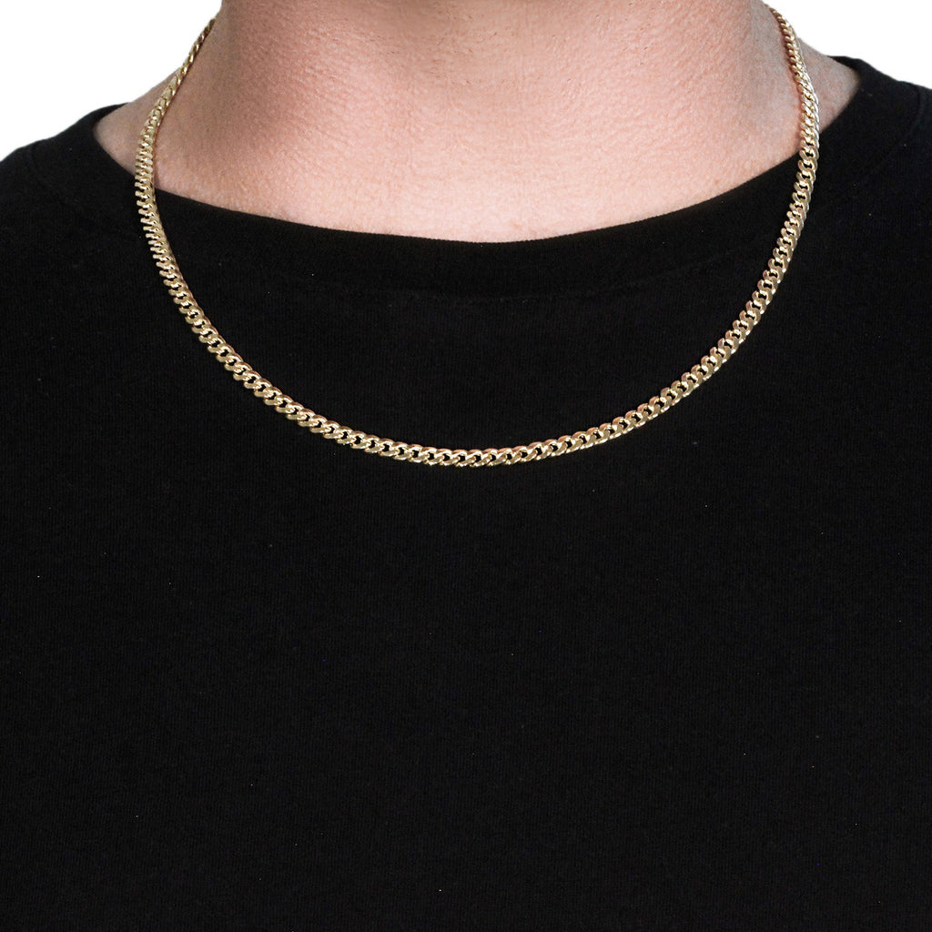 14k yellow gold Miami Cuban semi-solid chain, 4.50 mm, featuring elegant links for a luxurious statement.