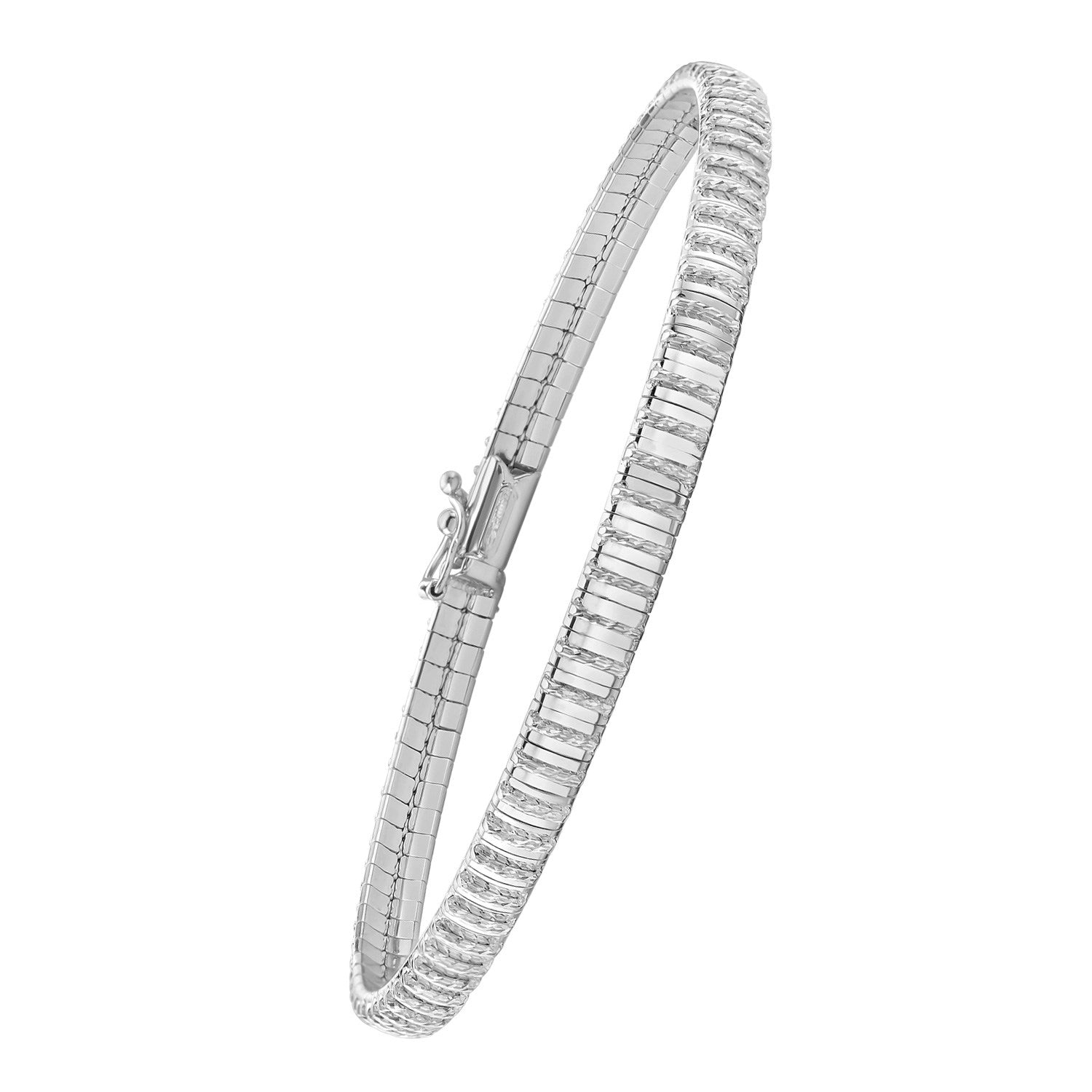 14k white gold mini diamante bracelet featuring a classic design with sparkling diamonds, perfect for luxury elegance.