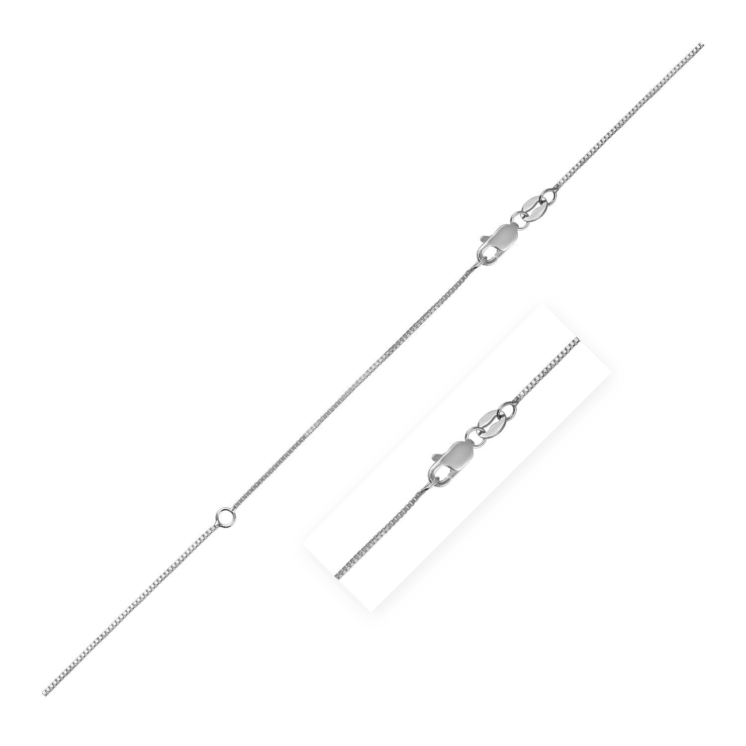 14k white gold extendable box chain, modern design, perfect for layering or as a standalone statement piece.