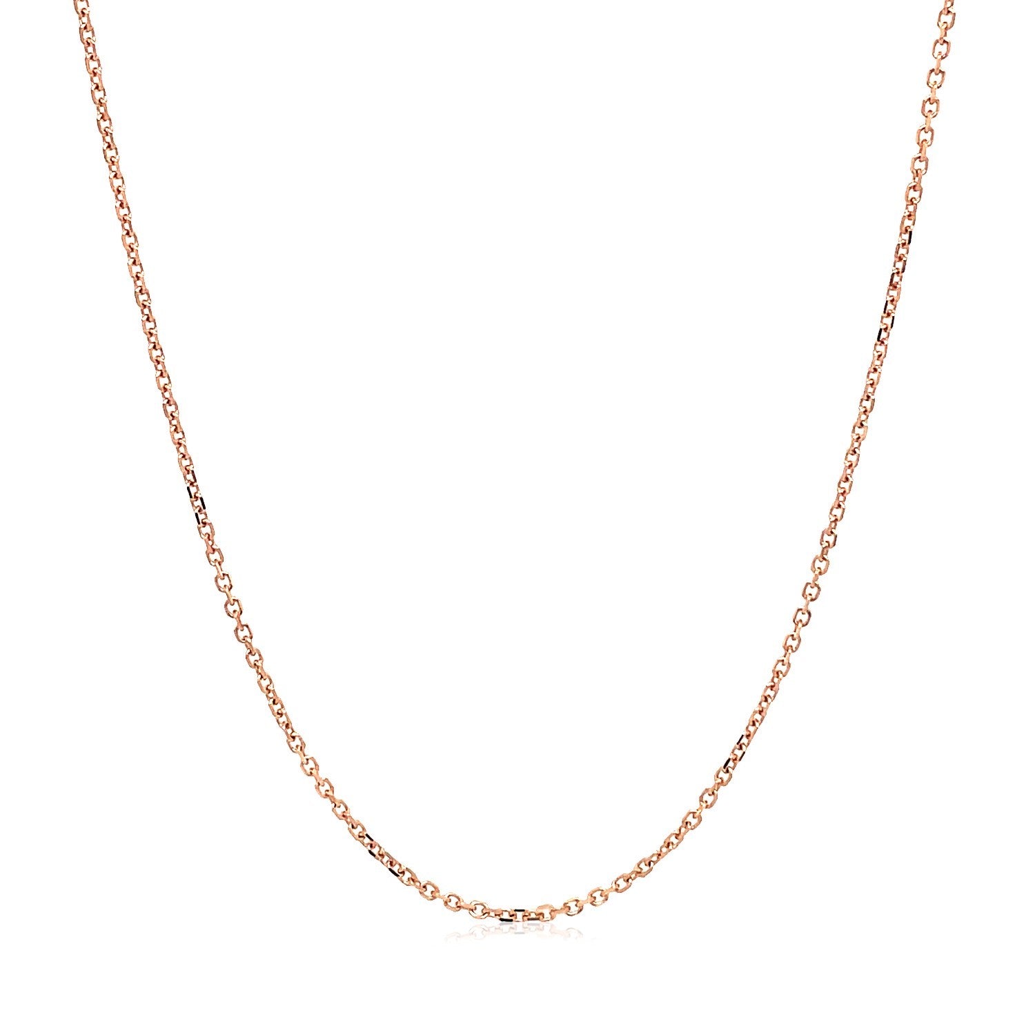 Elegant 18k rose gold diamond cut cable link chain, showcasing exquisite craftsmanship and timeless style.