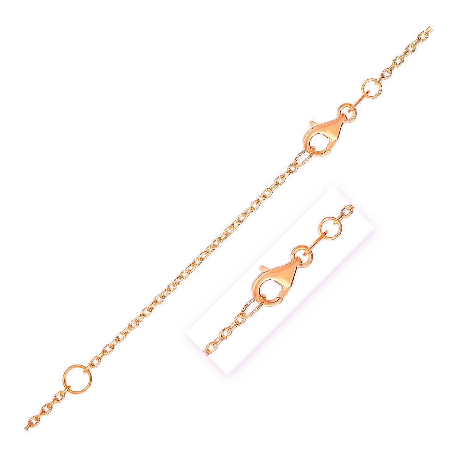 Elegant extendable cable chain in 14k rose gold, featuring a refined 1.50 mm design for timeless luxury.