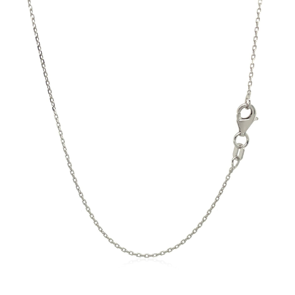 10k white diamond cut cable link chain featuring contemporary round links, perfect for layering or standalone elegance.