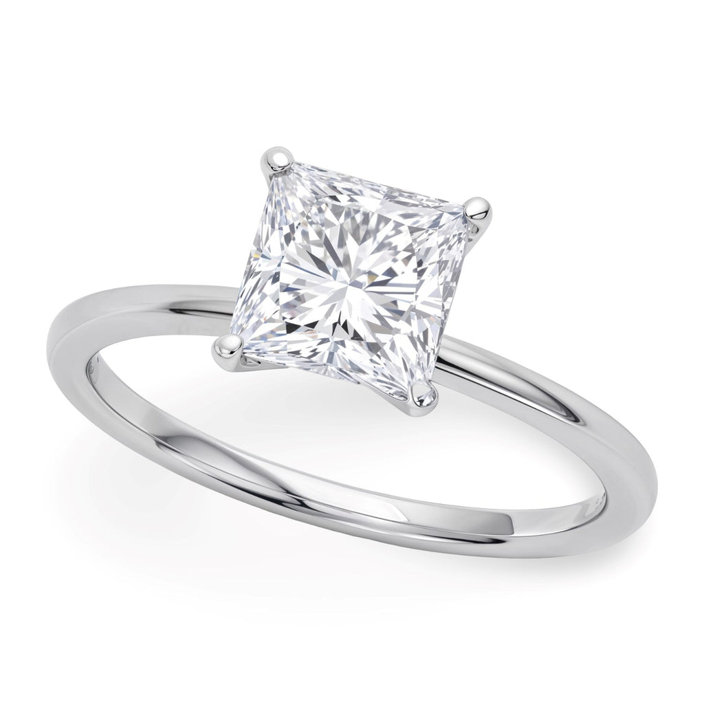 1.50Ct princess cut diamond ring in 14K white gold, showcasing modern elegance and exquisite craftsmanship.