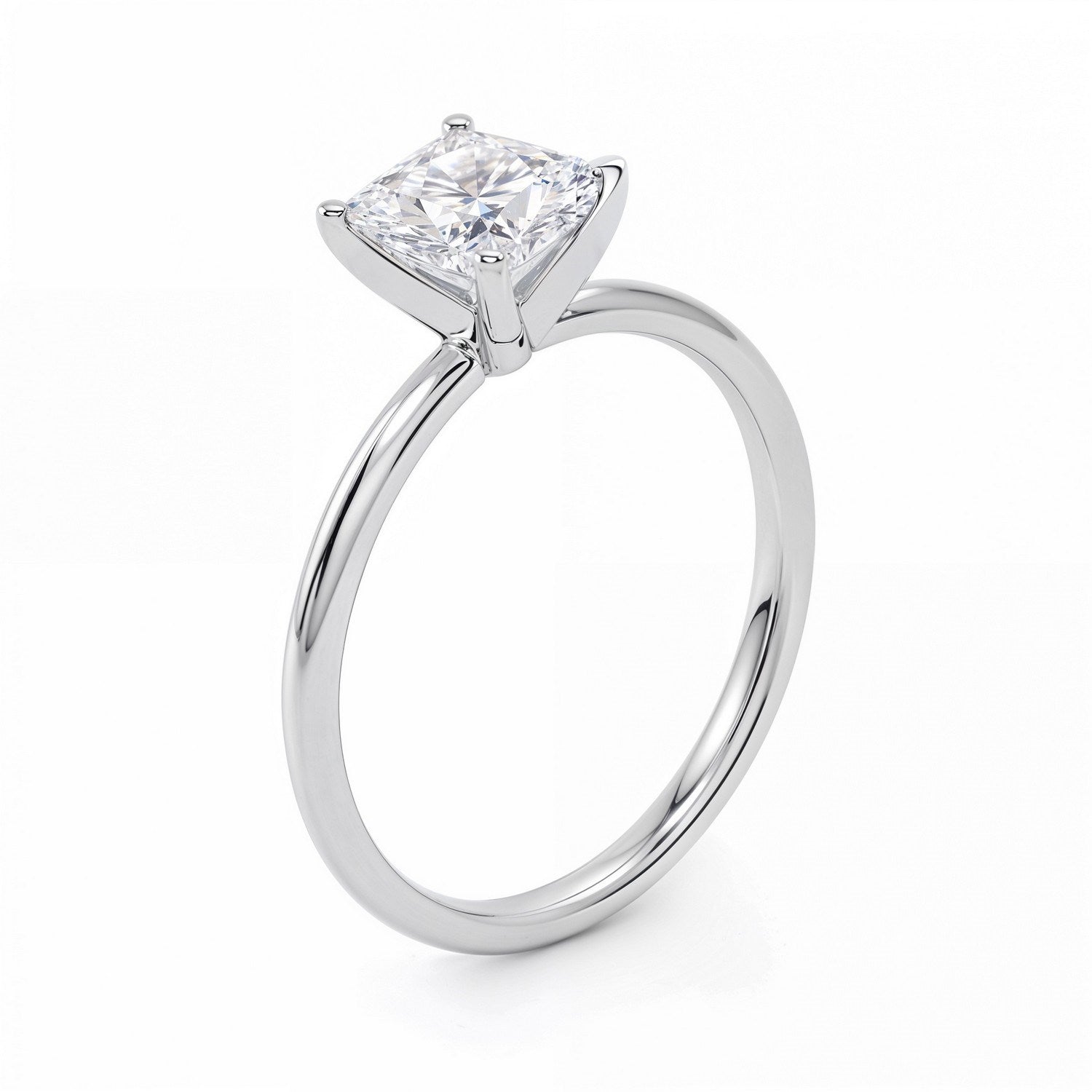 14k white gold modern princess cut diamond ring featuring a 1.50Ct IGI G/VS1 stone, showcasing exquisite craftsmanship.