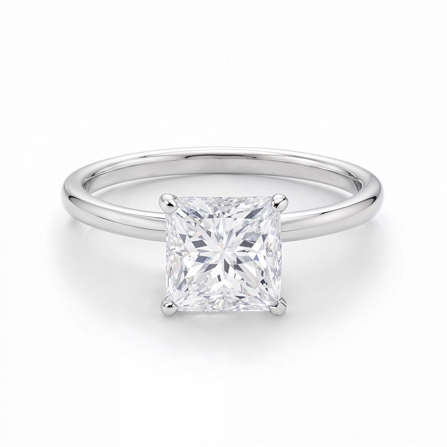 14k white gold modern princess cut diamond ring featuring a 1.50Ct IGI G/VS1 stone, showcasing elegance and sophistication.