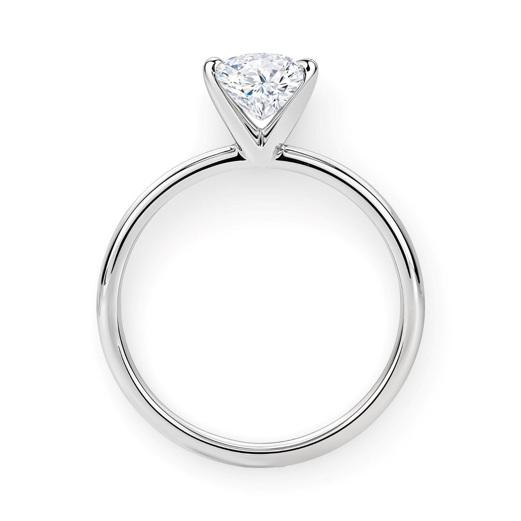 14k white gold modern ring featuring a 1.50Ct princess cut lab-grown diamond in a sleek design.