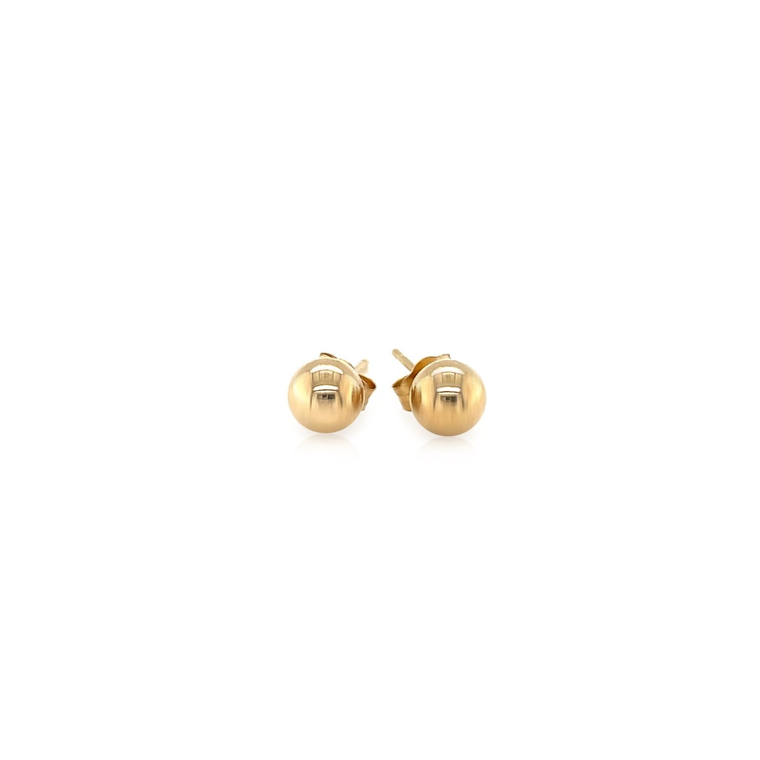14k yellow gold round stud earrings (5mm) featuring a classic design for timeless elegance and everyday wear.