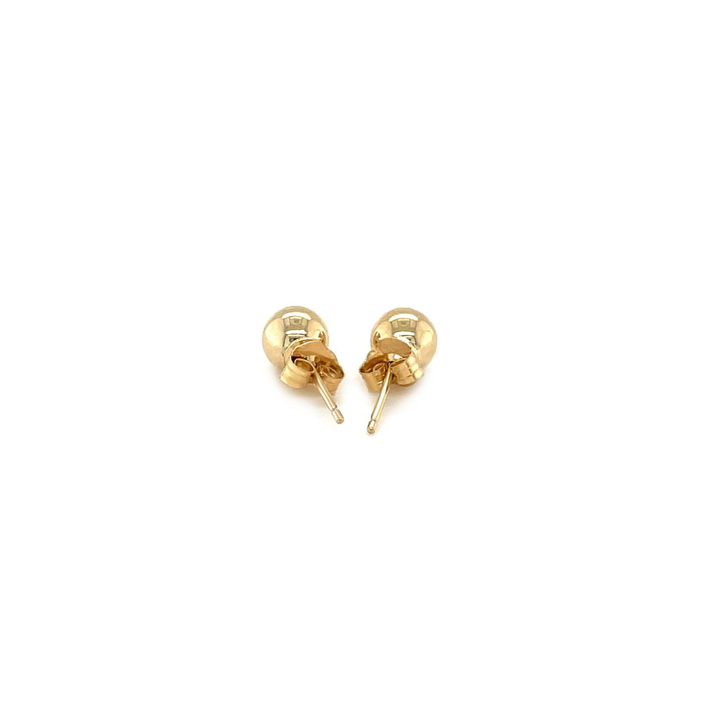 14k yellow gold classic round stud earrings, 5mm, showcasing timeless elegance and refined craftsmanship.