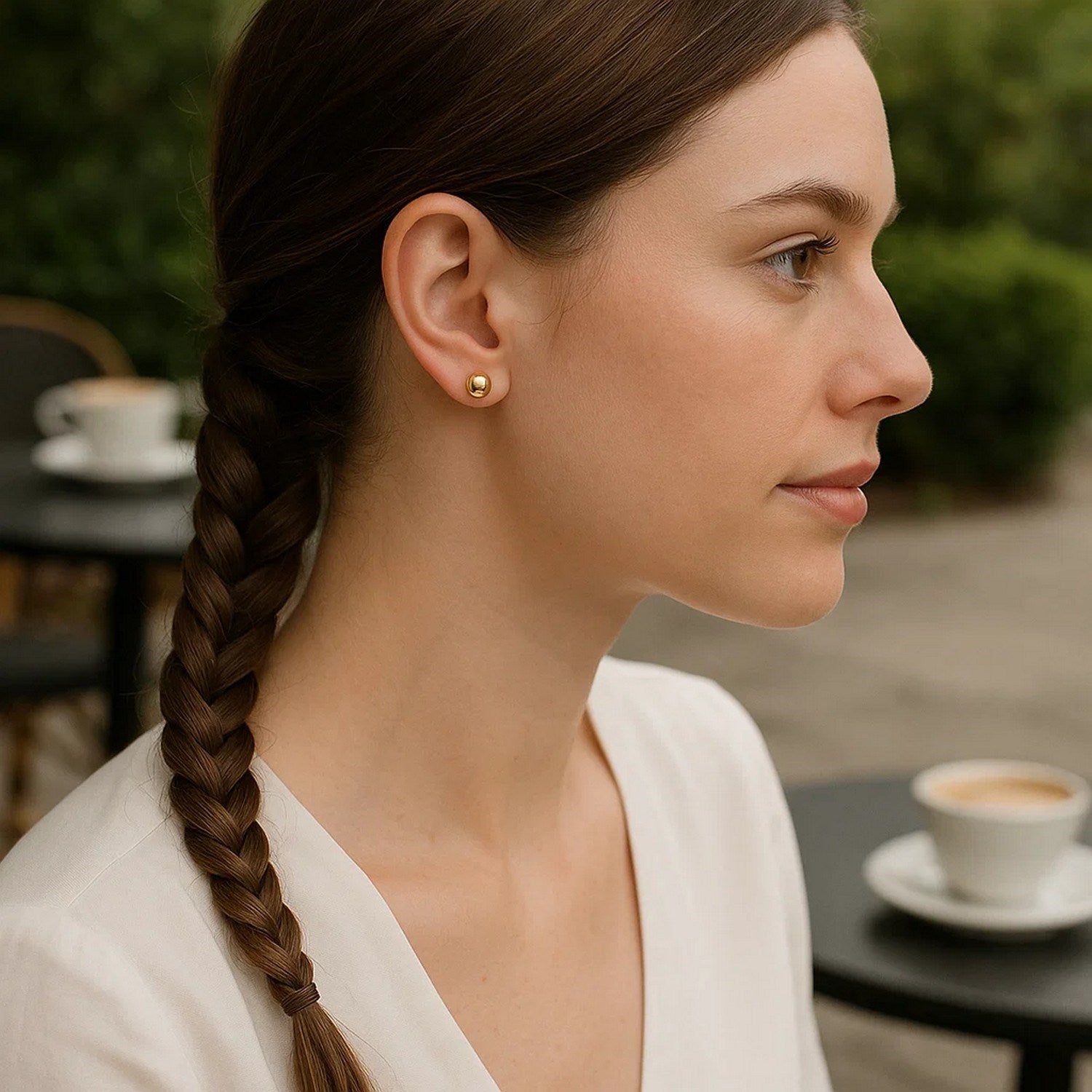 14k yellow gold classic round stud earrings, 5mm, showcasing timeless elegance and refined luxury craftsmanship.