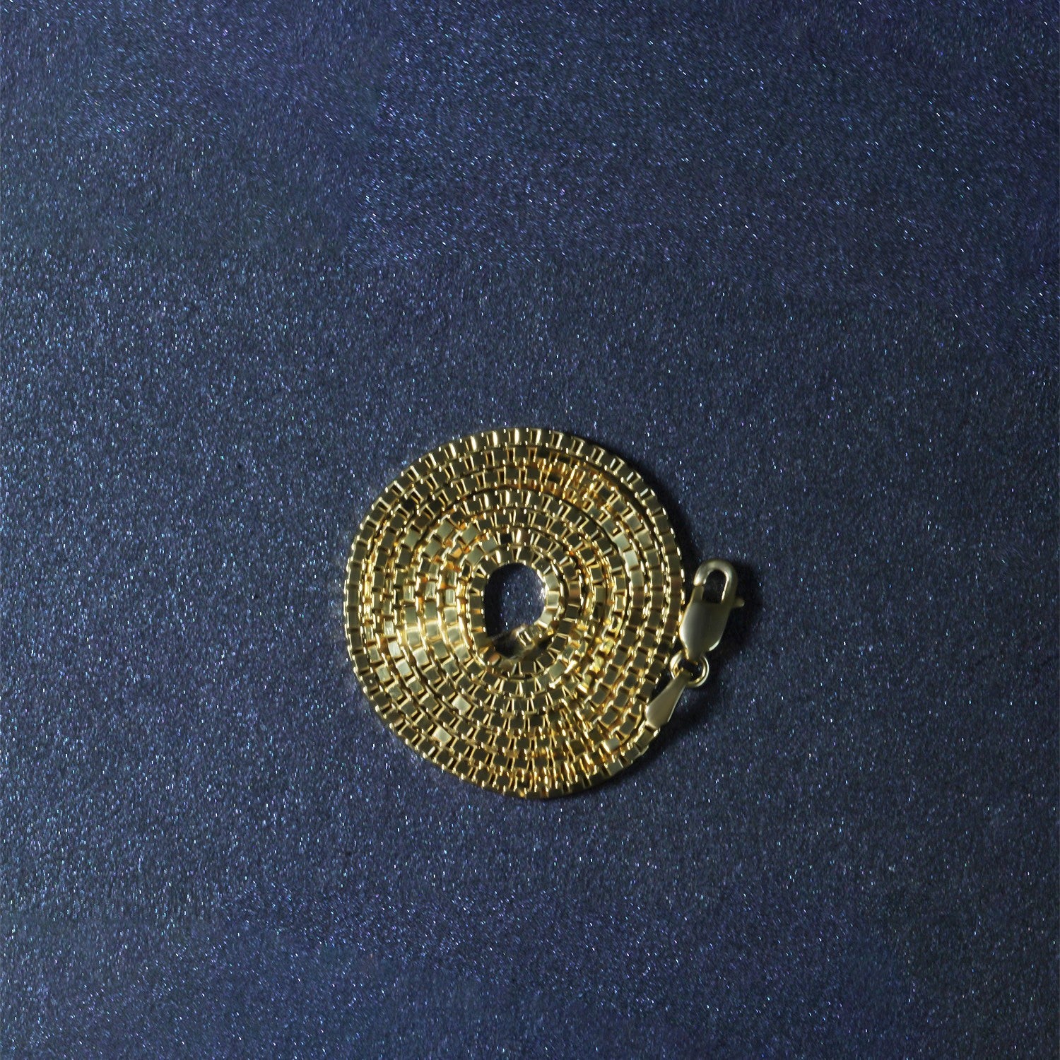 14k yellow gold classic box chain, modern design, 1.40 mm width, perfect for layering or standalone elegance.