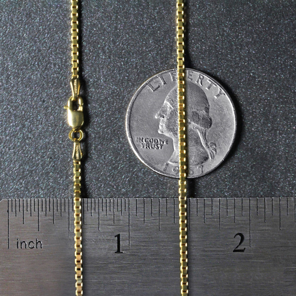 14k yellow gold classic box chain, 1.40 mm, modern design, perfect for layering or standalone elegance.
