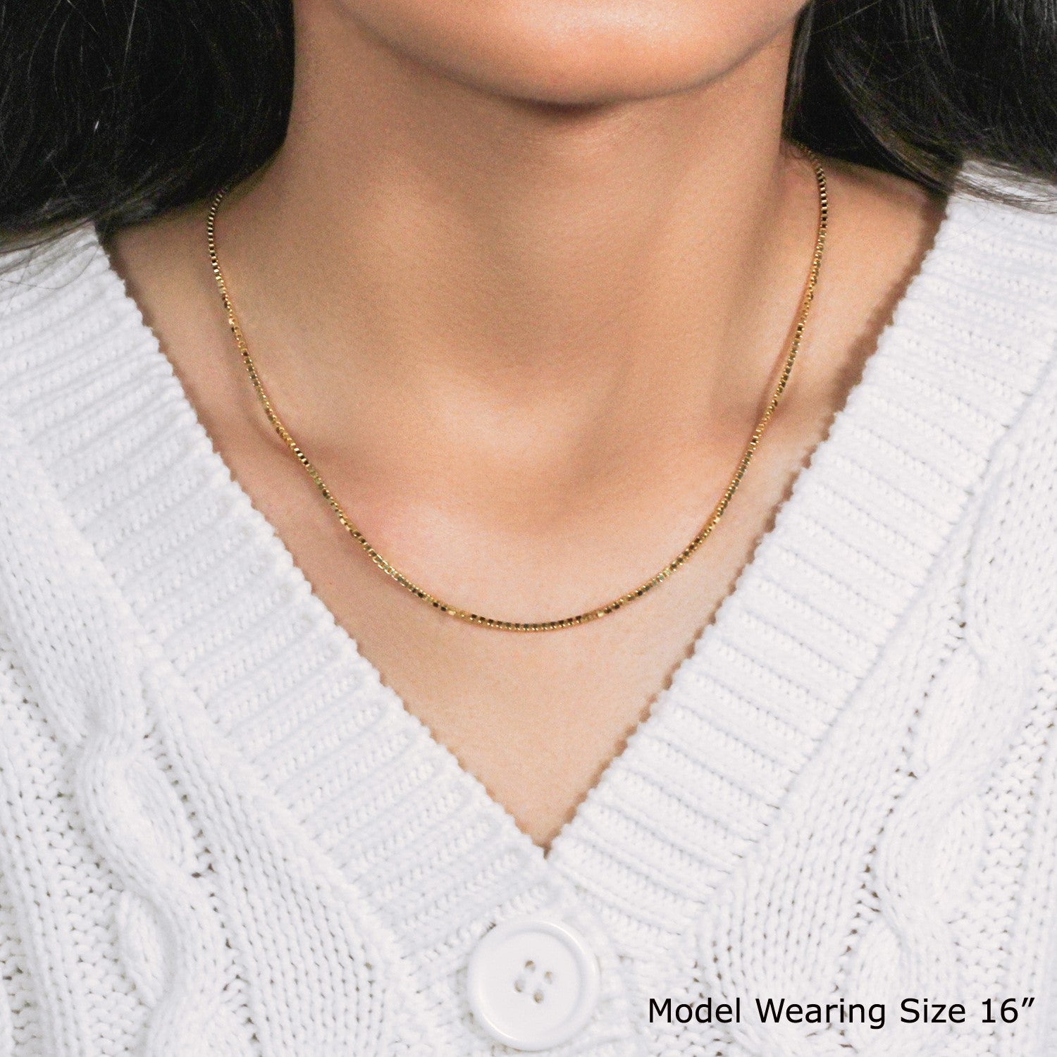 14k yellow gold classic box chain, 1.40 mm, modern design, perfect for layering or standalone elegance.
