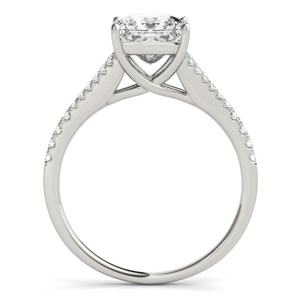 14k white gold princess cut split shank diamond engagement ring showcasing modern elegance and exquisite craftsmanship.