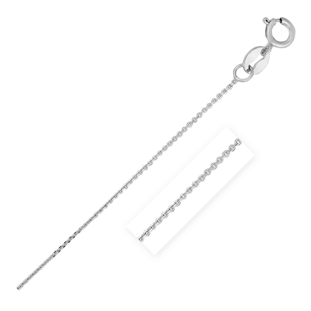 14k white gold diamond cut cable link chain, modern design, elegant 0.68 mm links for a luxurious statement.