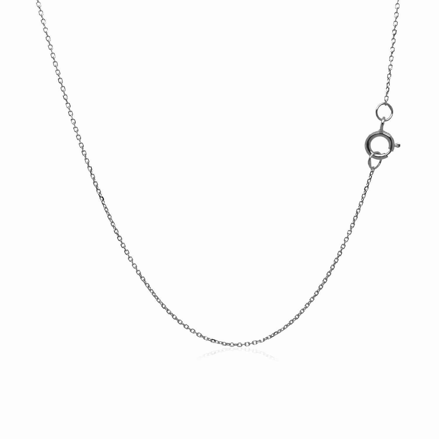 14k white gold diamond cut cable link chain, modern design with elegant links, perfect for layering or standalone wear.
