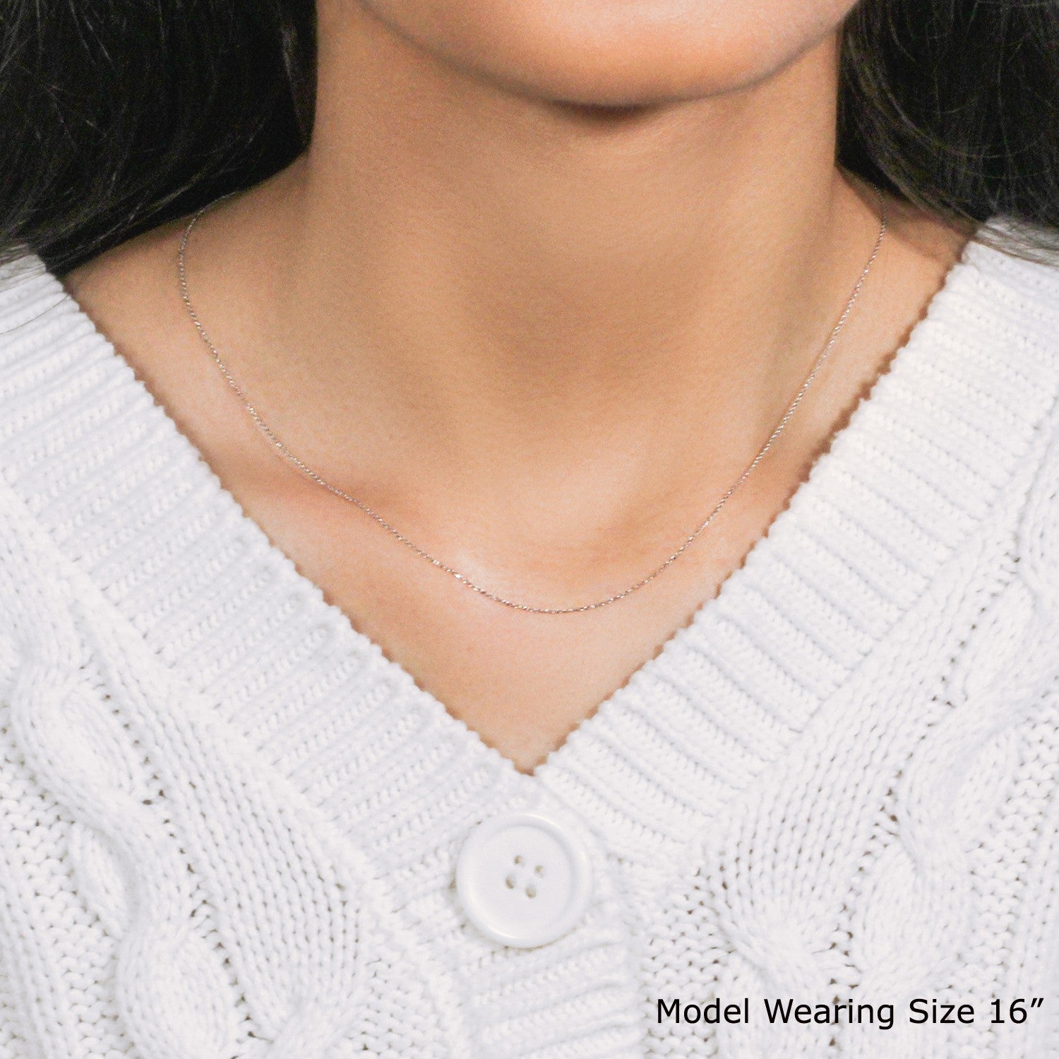 14k white gold diamond cut cable link chain featuring modern design and exquisite craftsmanship, perfect for layering.