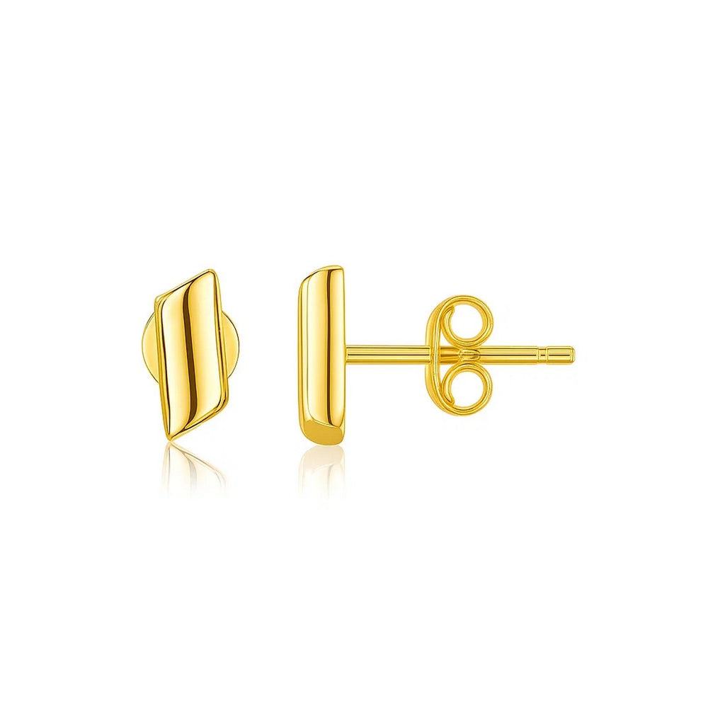 14k yellow gold polished rectangular earrings with a sleek modern design, perfect for elegant occasions.