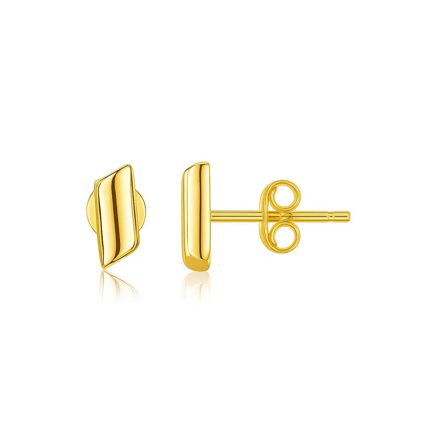 14k yellow gold polished rectangular earrings with a sleek modern design, perfect for elegant occasions.