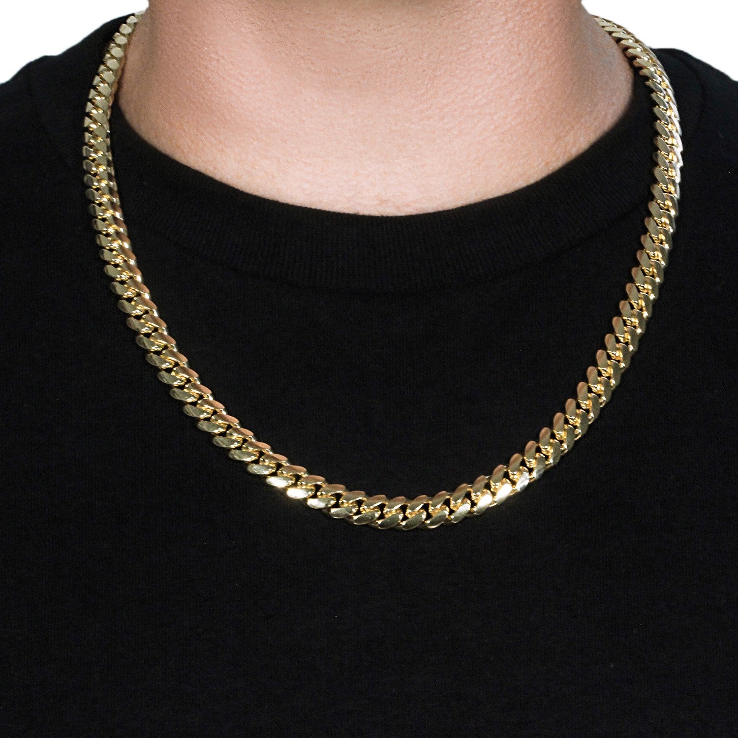 14k yellow gold classic Miami Cuban chain, 9.20 mm, showcasing a timeless round design for elegant layering.