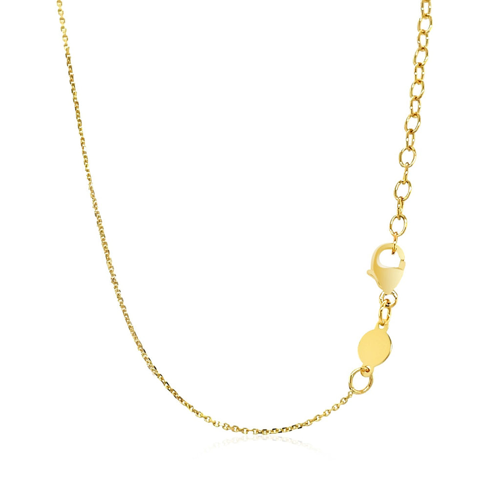 14k yellow gold modern necklace featuring a polished curved bar pendant on a delicate chain
