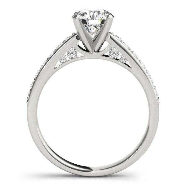 14k white gold modern engagement ring featuring a single row of prong-set diamonds totaling 1 3/8 cttw.