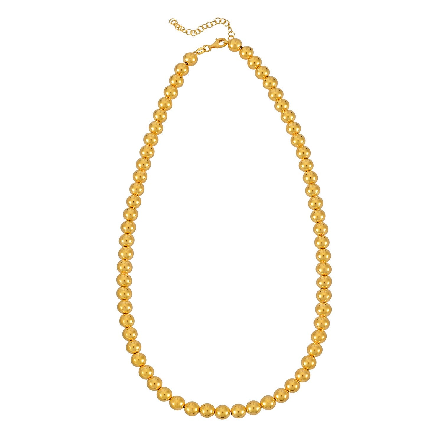 14k yellow gold bead chain necklace with contemporary round links, showcasing elegance and timeless style.