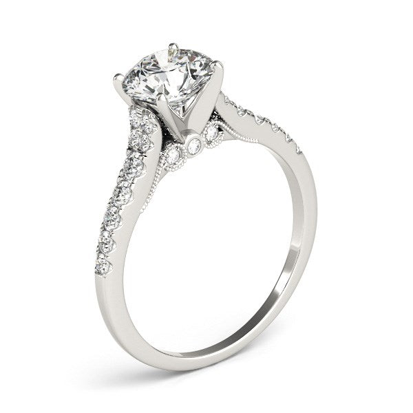 14k white gold diamond engagement ring featuring a single row band and contemporary design, showcasing 1 3/4 cttw brilliance.