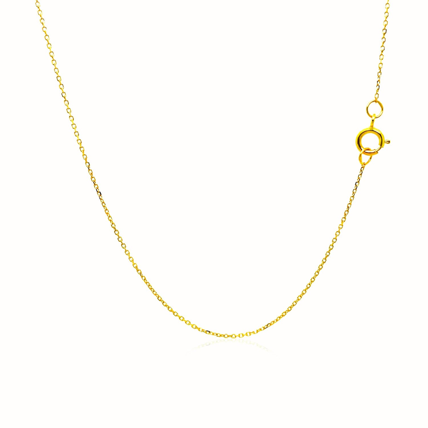 14k yellow gold diamond cut cable link chain, modern design with elegant round links, perfect for layering or solo wear.