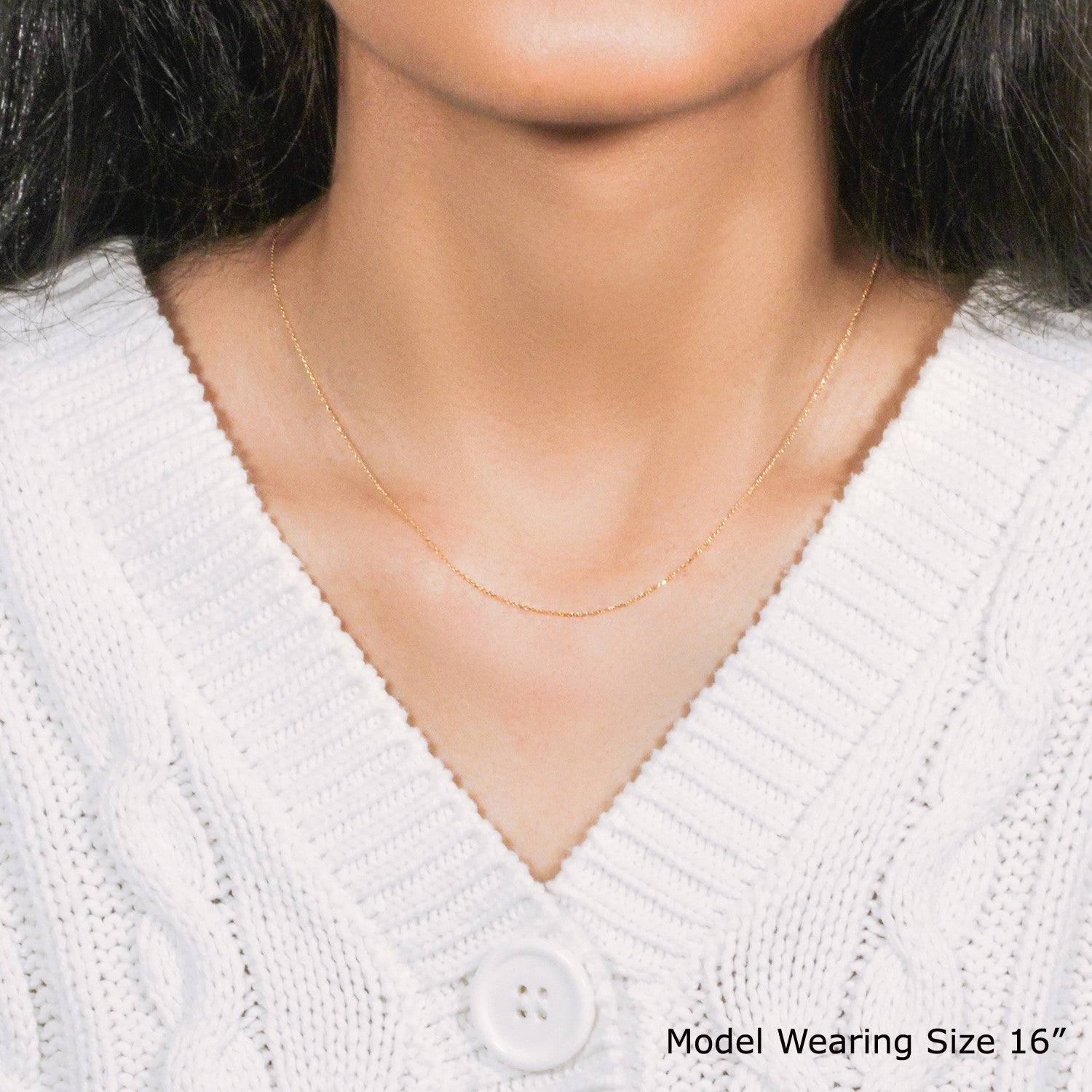 14k yellow gold diamond cut cable link chain, modern design with elegant round links, perfect for layering or solo wear.