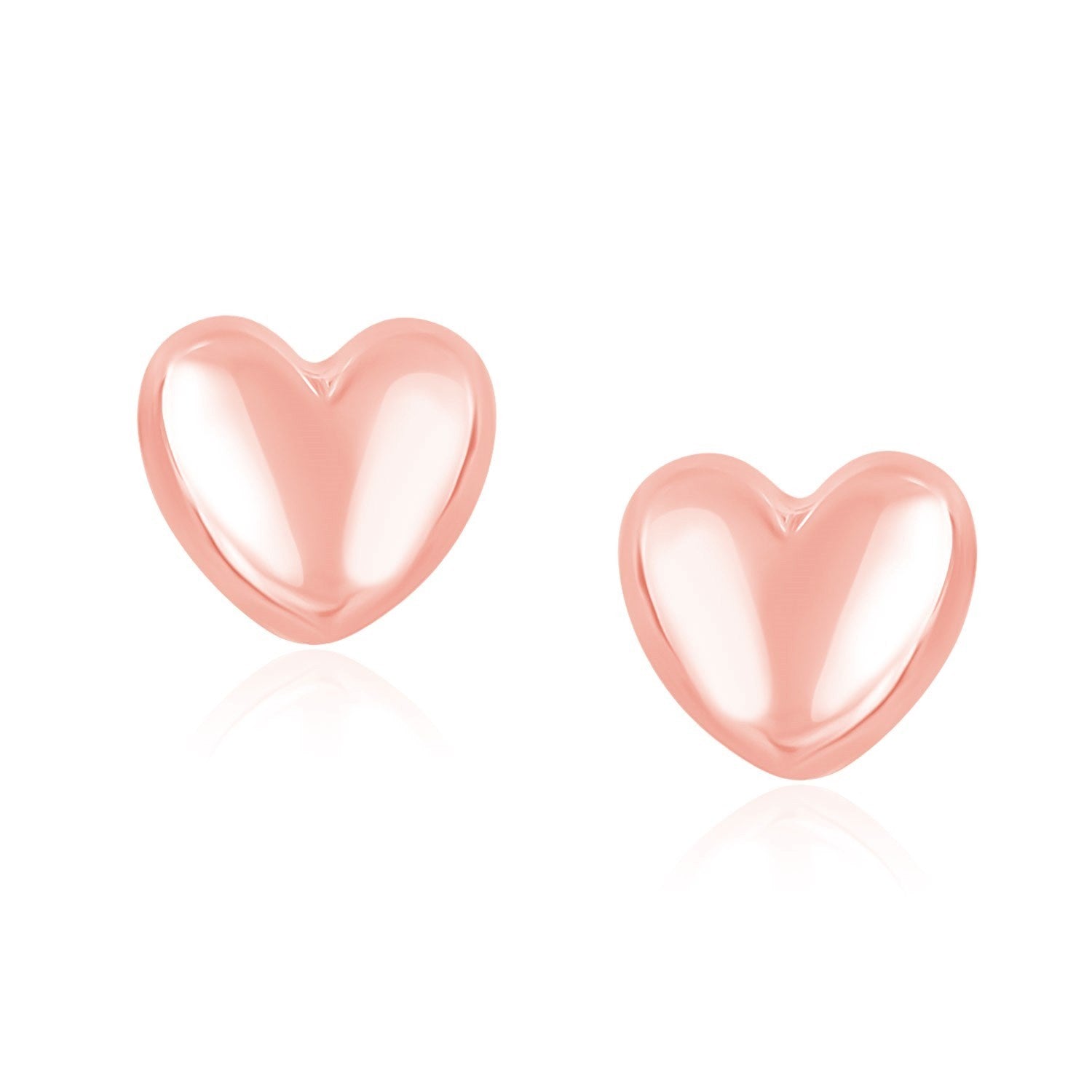 14k rose gold puffed heart shaped earrings with a contemporary design, perfect for adding a touch of luxury to any outfit.