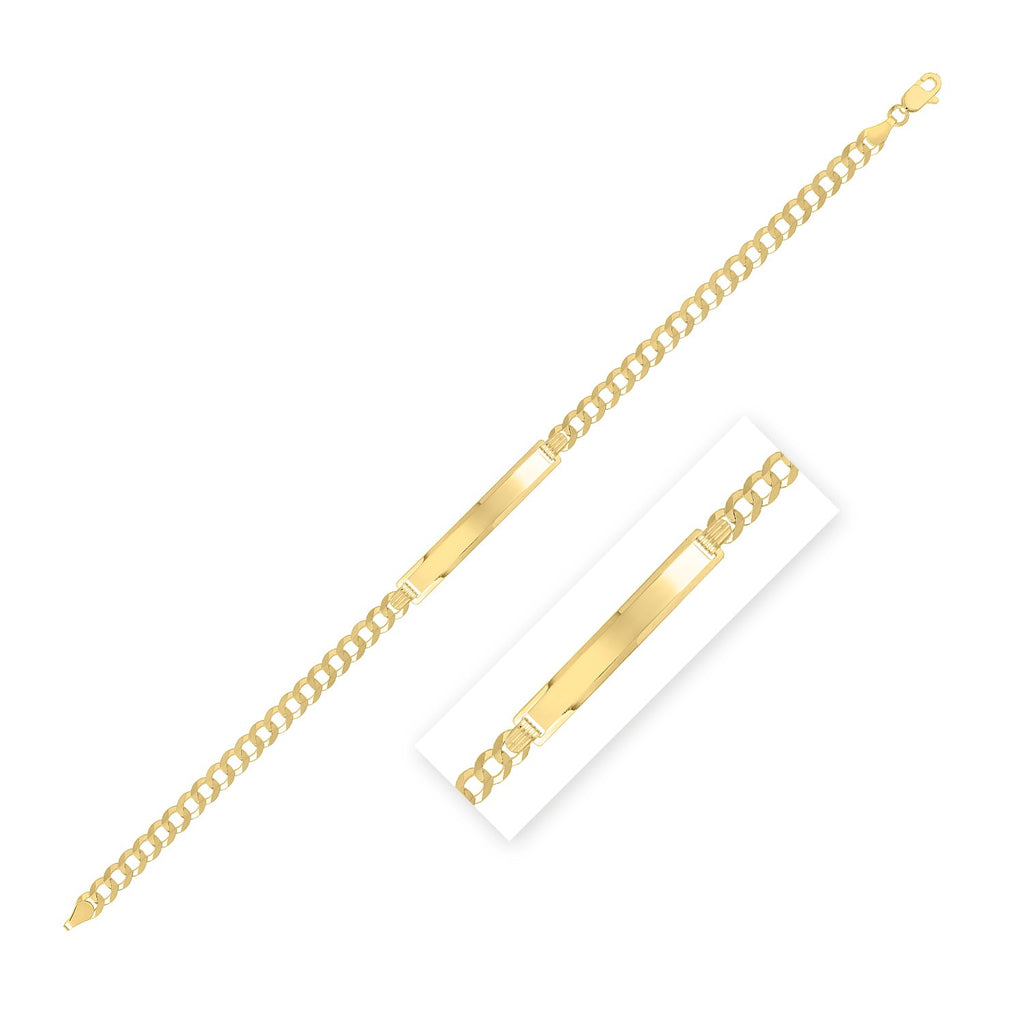 14k yellow gold curb ID bracelet featuring a modern chain design, perfect for elegant everyday wear.