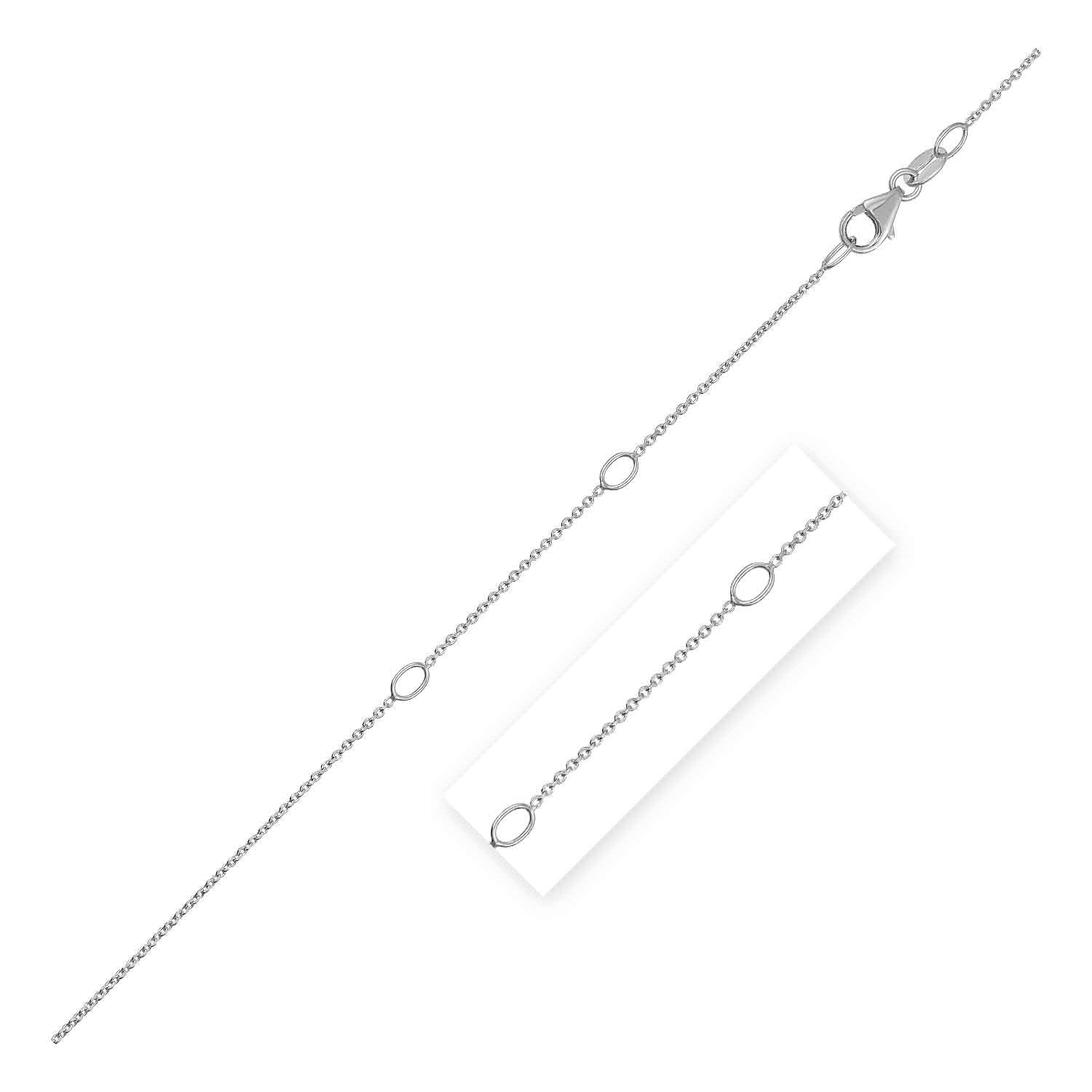Adjustable 14k white gold cable chain featuring a minimalist design, perfect for layering or standalone elegance.