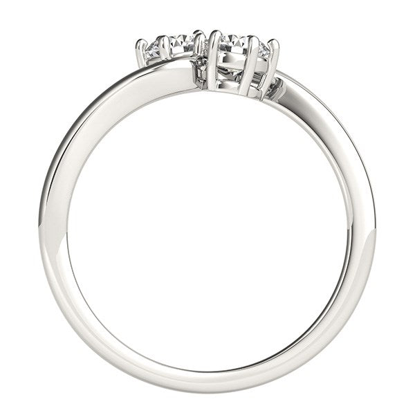 Elegant solitaire two stone diamond ring in 14k white gold, showcasing exquisite craftsmanship and timeless design.
