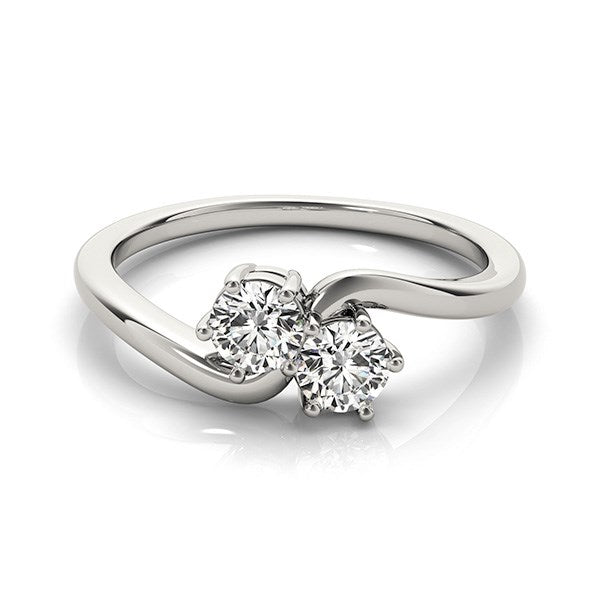 Elegant 14k white gold solitaire two stone diamond ring showcasing exquisite craftsmanship and timeless beauty.