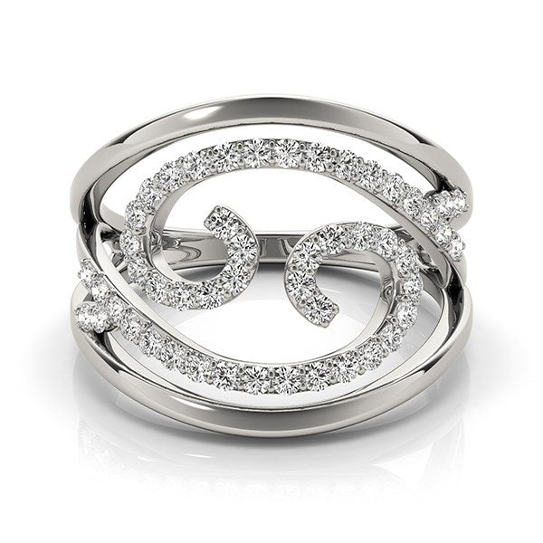 Elegant swirl design diamond ring in 14k white gold, featuring 1/2 cttw of sparkling diamonds.