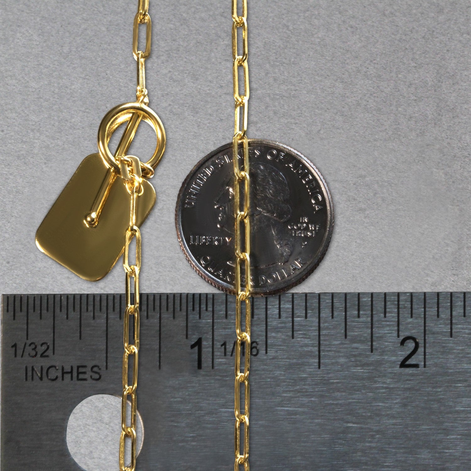 14k yellow gold paperclip chain necklace featuring a modern rounded rectangle pendant for a chic, elegant look.