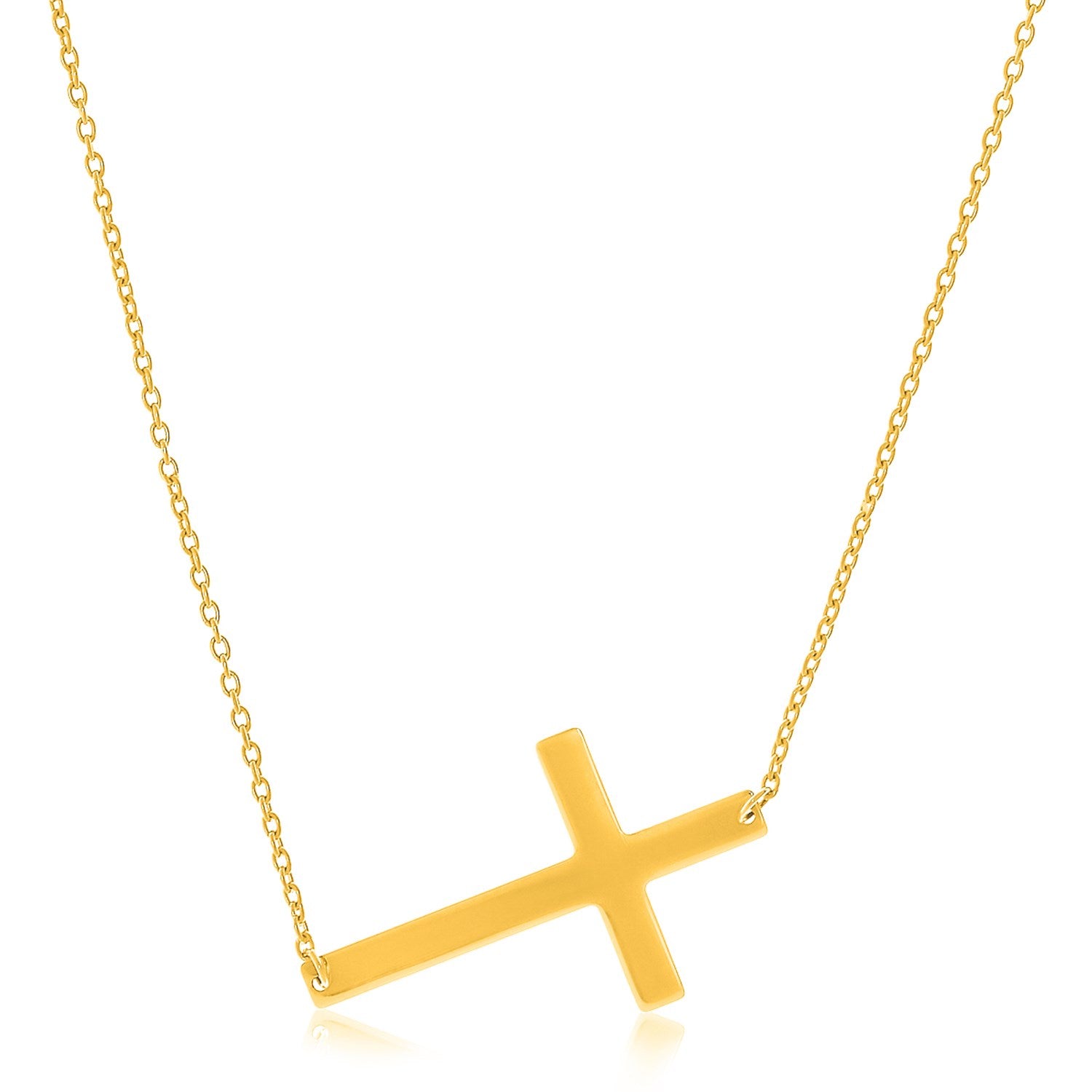 14k yellow gold elegant cross motif necklace with a refined round chain design, perfect for sophisticated styles.