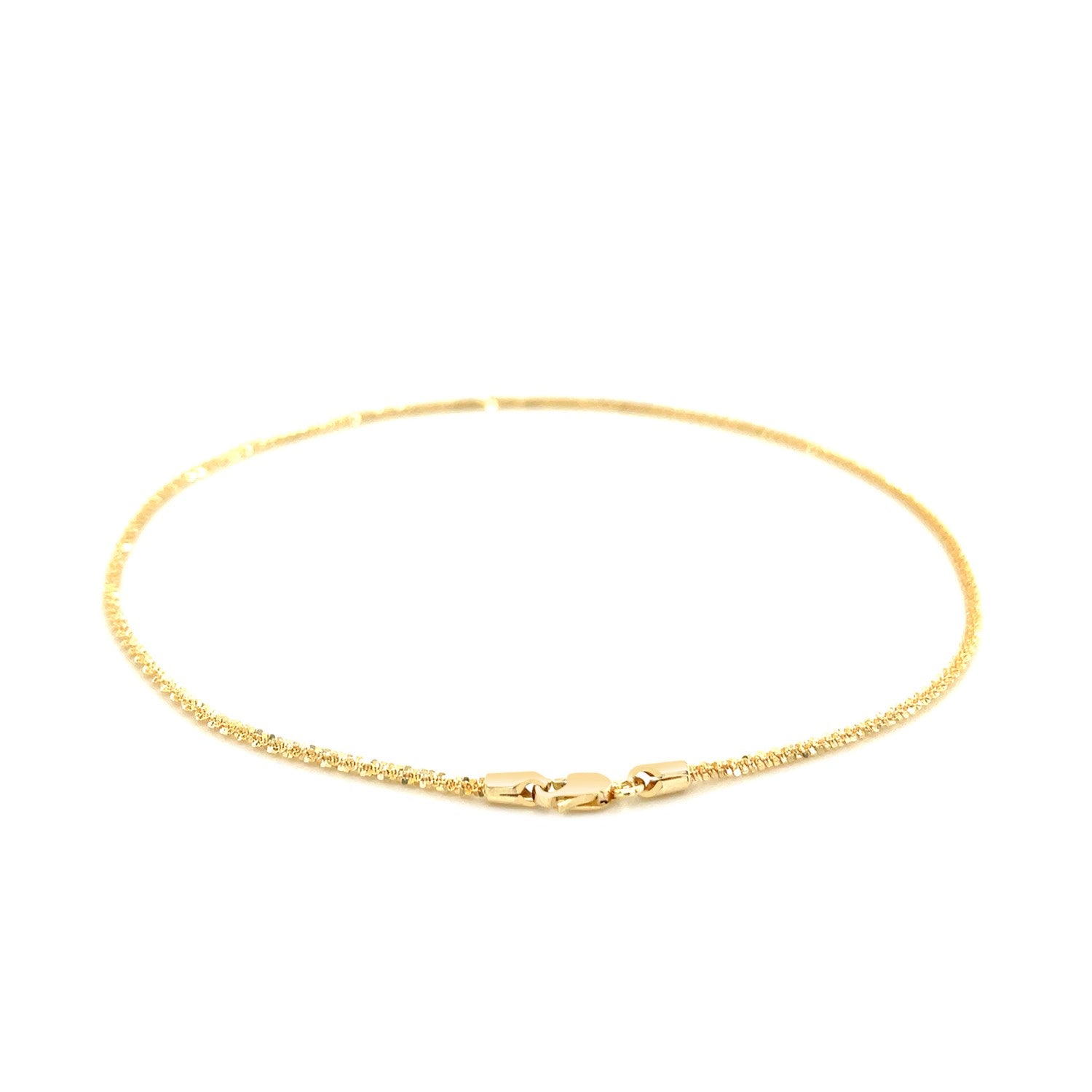 14k yellow gold contemporary sparkle anklet featuring a delicate 1.5mm chain for an elegant touch.