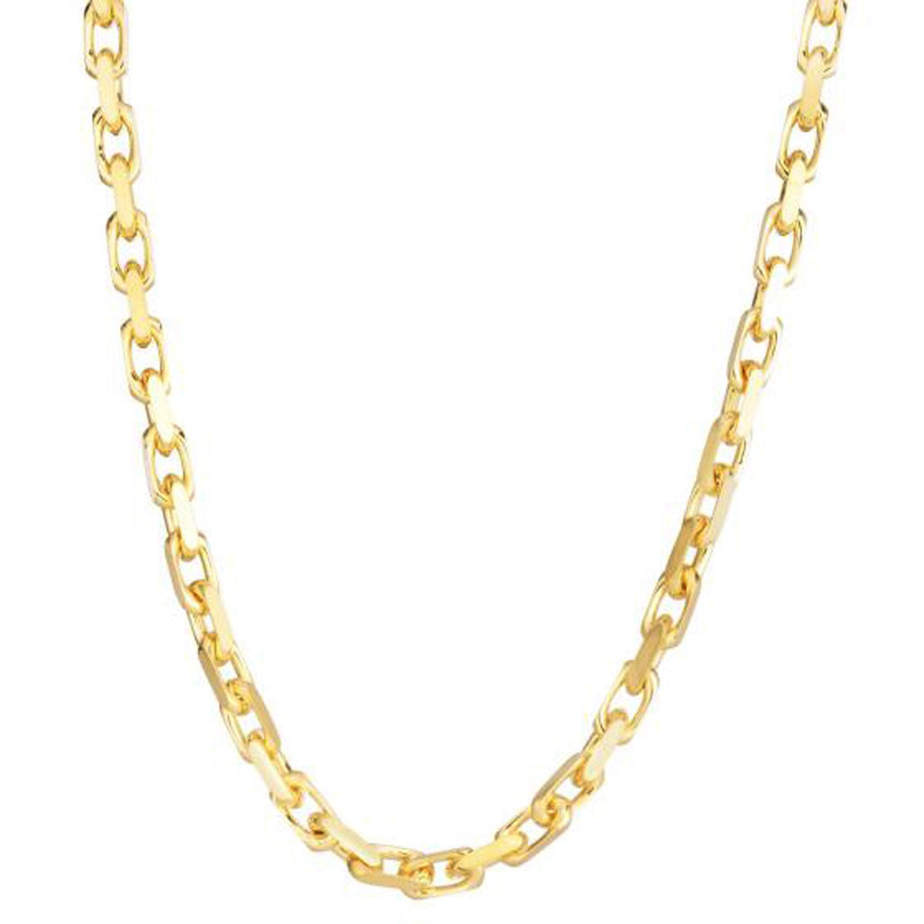 14k yellow gold contemporary French cable link chain with elegant round links, perfect for layering or standalone wear.
