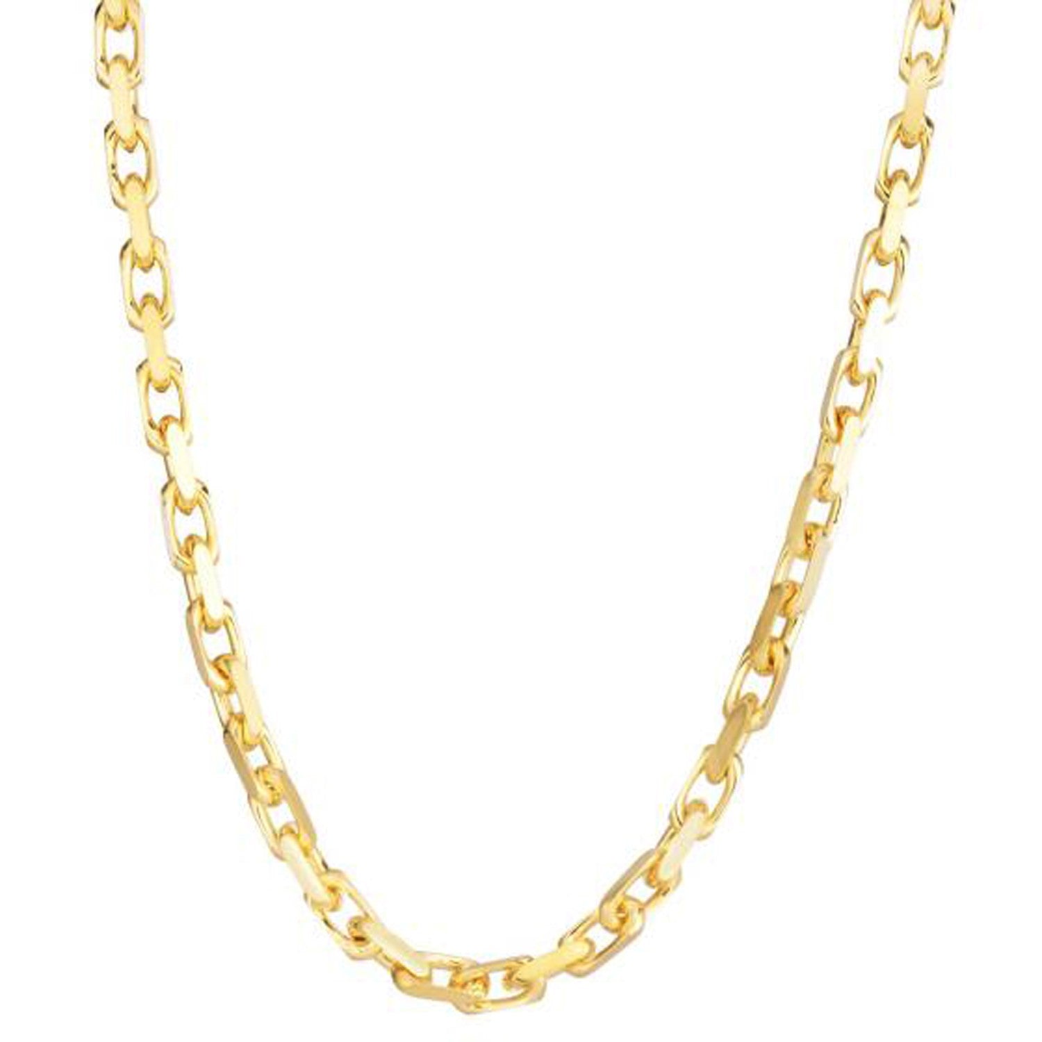 14k yellow gold contemporary French cable link chain with elegant round links, perfect for layering or standalone wear.