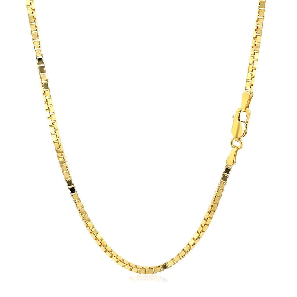 14K yellow gold classic box chain, 1.7 mm width, exuding timeless elegance and sophistication for any occasion.