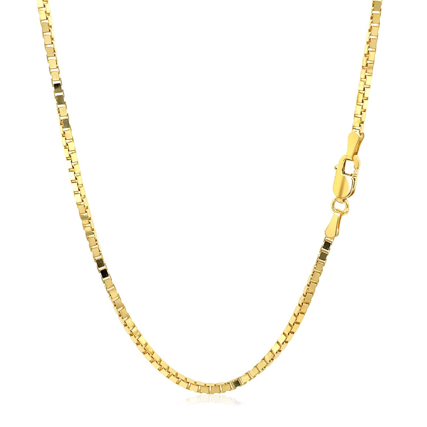14K yellow gold classic box chain, 1.7 mm width, exuding timeless elegance and sophistication for any occasion.