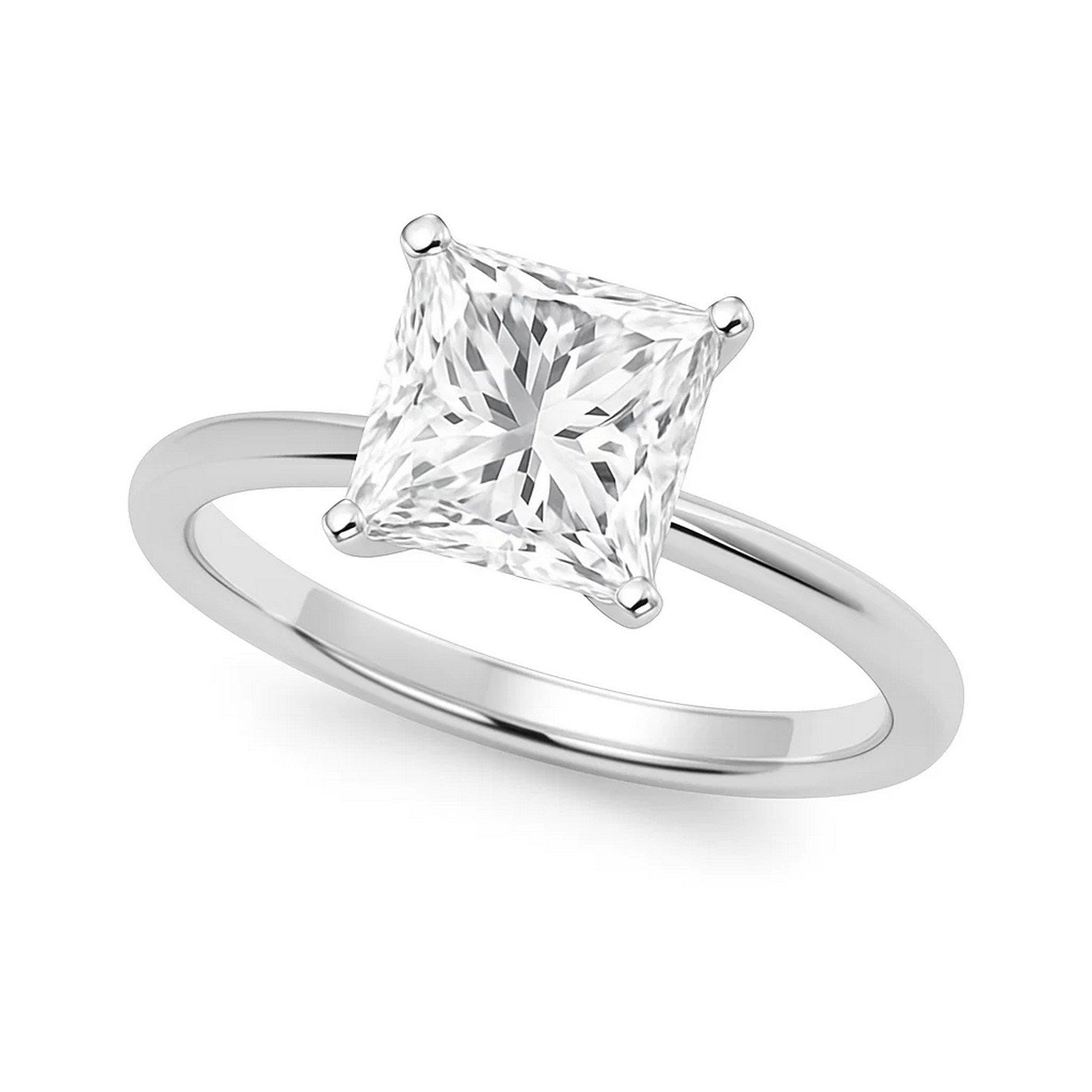 3 carat princess cut lab-grown diamond solitaire ring in 10K white gold, showcasing modern elegance and timeless beauty.